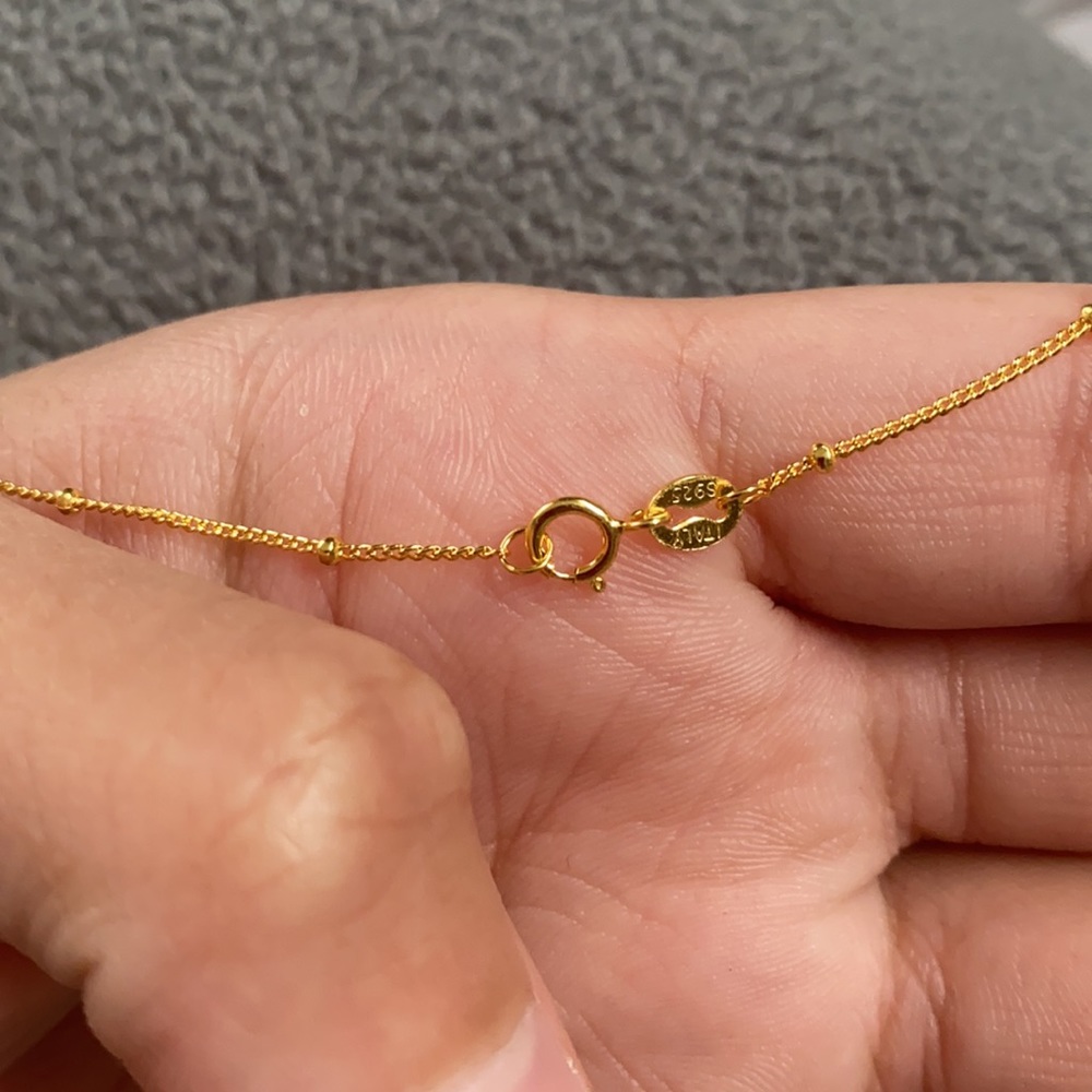 💍Sterling Silver Gold Beaded Necklace💍 - Picture 5 of 5